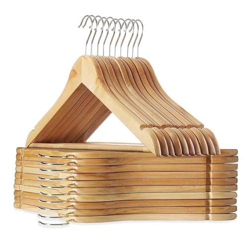Claiez Wooden Hanger for Clothes Hanging | Hangers for Wardrobe and Cupboard | Non-Slip Bar | Precisely Cut Notches | 360 Degree Swivel Chrome Hook | Hanging Garments and Accessories (Pack of 45) (B0D9FBK7P2) Amazon Price History, Amazon Price Tracker