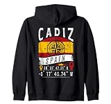 Cádiz Bandera España Coordenadas GPS de Cádiz Sudadera con Capucha