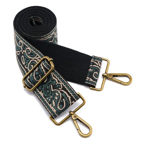 Image of ZOOEASS Bronze Buckles Purse Strap, 2 inch Wide Crossbody Handbag Strap Adjustable Replacement Shoulder Strap Vintage Embroidery