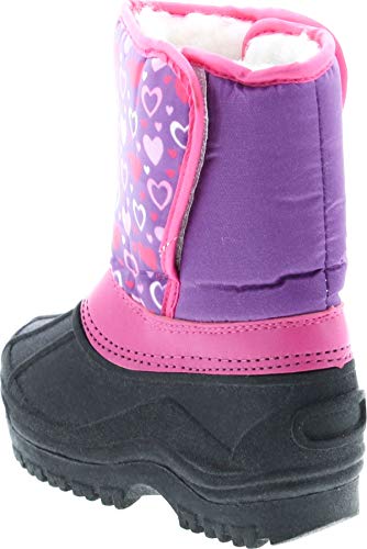 Kids Easy Slip On Waterproof Warm Winter Boots,Purple Hearts,7/83
