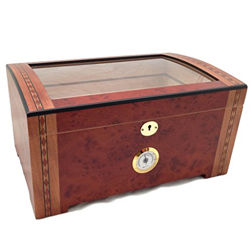 Tobacco-Buddy 200 ct Luxury RED Wood Clear TOP Wood Cigar HUMIDOR