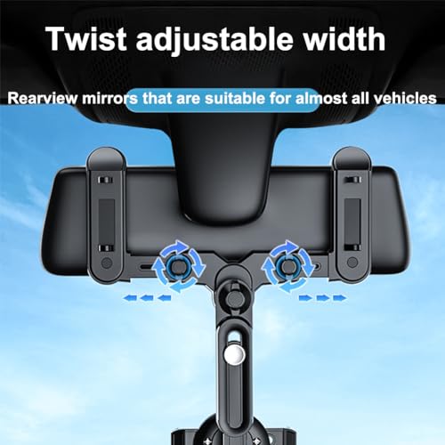 New Large Rearview Mirror Phone Holder for Car 360°Rotatable and Retractable, Upgraded Four Corners Fixed Anti-Shake Multifunctional Design for All Phones and All Car Rearview Mirror with Button by TDOFYH - Used condition - Image 5