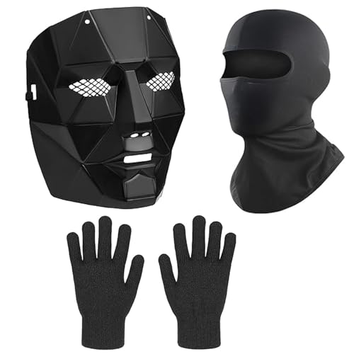 YceLon 1 Stück BOSS Maske + 2 Paar schwarze Handschuhe + 1 Spielkarte als Kostüm für Halloween Fasching & Karneval Maske für Frontman Kostüme & Game Masken (Damen/Herren)