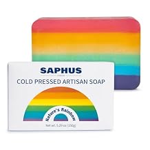 Cold Pressed Artisan Soap for Body, Face 150 g / 5.3 oz Vegan Cruelty-Free Handmade Soap for Body & Face, Rainbow Colour Bar