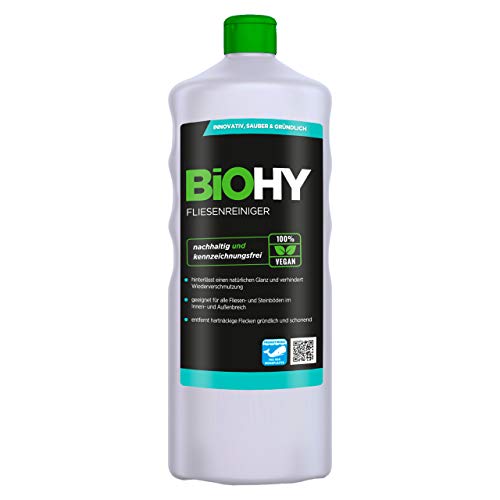 BiOHY Tegelreiniger (1l Flasche) | speciaal ontwikkeld voor steen- en tegelvloeren | laat een vuilafstotende glanslaag achter | verwijdert moeiteloos elke vorm van vuil (Fliesenreiniger)