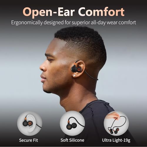 Ortizan Open Ear Headphones, Air Conduction Bluetooth Headset, Bluetooth Headphones IPX6 Waterproof, Clear Calls, 19g Lightweight Wireless Headphones, 10H Playtime, Perfect for Running and Sports - Image 3