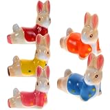 WOFASHPURET 5pcs Ceramic Chopstick Holder Set Rabbit Design, Chopsticks Rest for Kitchen Cutlery Organizer