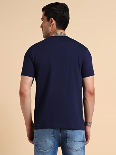 Image of Dennis Lingo Men's Cotton Slim Fit Solid T-Shirt (Round Neck)
