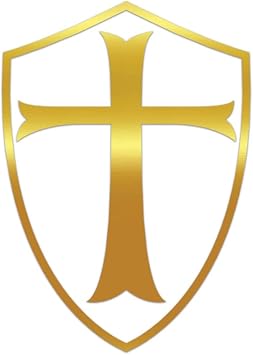 RDW Knight Templar Shield Premium Sticker Decal Mirror Gold Metallic Knight - Mirror Gold - 2.83" W x 4" H