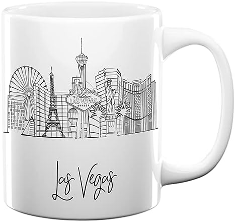 TJ Originals - Taza de café Las Vegas Nevada, regalo de taza de café de recuerdo de viaje turístico, taza de cerámica Skyline de 11 oz, taza de