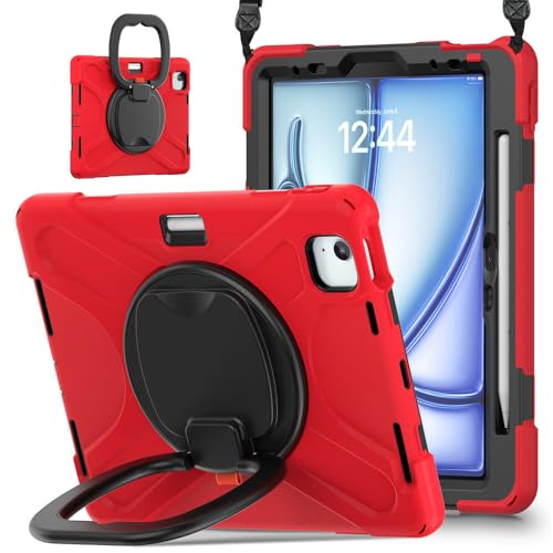Housse iPad Air 11 M2 antichoc JZ anti-chute avec support rotatif et sangle