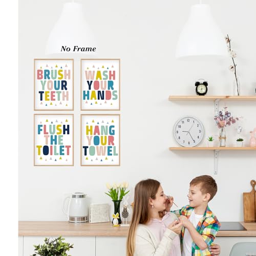 Image of Boat Wades Kids Bathroom Unframed Wall Art Prints, Colorful Toilet Posters for Decor, 12x16 Inches Set of 4