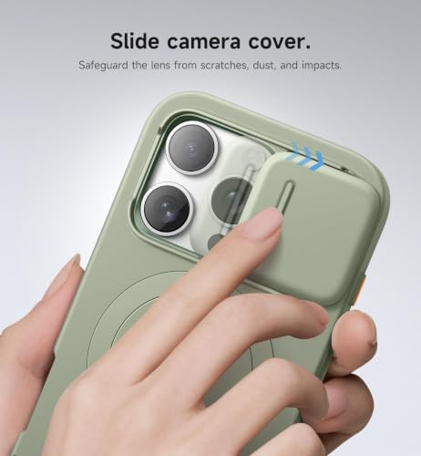 Image of SURITCH for iPhone 16 Pro Case with Slide Camera Cover and Adjustable Kickstand, Compatible with MagSafe, Shockproof Bumper Case Slim Protective Cover for iPhone 16 Pro 6.3 Inch,Green
