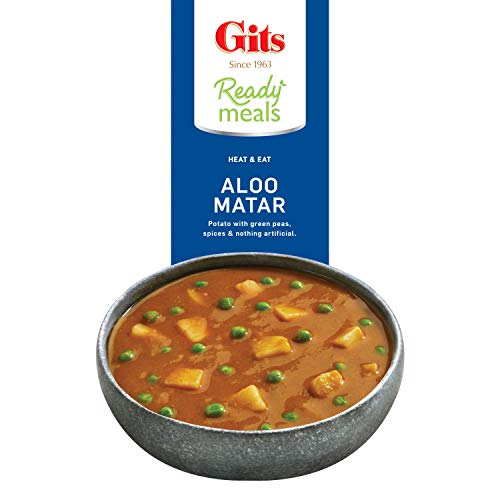 Image of Gits Ready to Eat Aloo Matar, Pure Veg Heat and Eat Indian Meal, Microwaveable, 300g (Pack of 3)