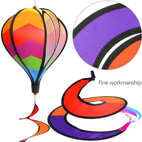 Windspiel Mit 6 Regenbogen-Heißluftballons – Hängende Deko Für Garten & Terrasse, 109 Cm Hoch