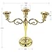 WEISIPU Elegant Gold Metal Candlestick Holders - 3 Arms Candle Holder Metal Pillar Candle Stick for for Home Decor Party Dinning Wedding Housewarming Gift (Gold)