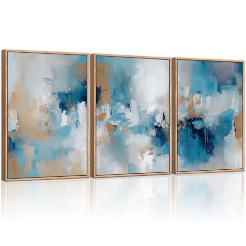 HLNIUC Abstract Navy Blue Wall Art Canvas 16x24x3