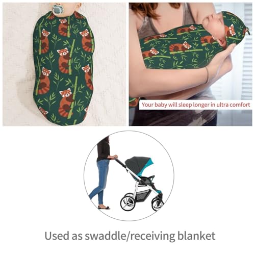 Image of Cute Red Panda Newborn Swaddle Blankets Hat Sets Soft Baby Receiving Blanket Swaddle Sack for Baby Shower Infant Boy Girl Gift