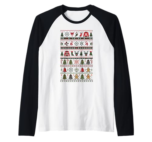 Diseño navideño feo festivo para fiestas de Navidad Camiseta Manga Raglan