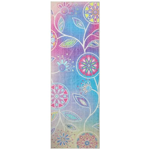 Pagisofe 2X6 Feet Machine Washable Runner Rug Non Slip, Floral Pink Kitchen Floor Mat, Soft Kids Girls Princess Bedroom Bedside Rug Runner thumb #6