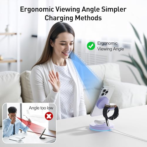 2025 3 in 1 Charging Station Compatible with Mag-Safe Charger Wireless Charger S - Photo 30 sur 37