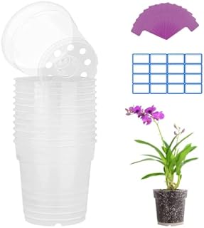 PHUNAT Clear Orchid Pot, 12PCS 4.5'' Transparent Plastic Plant Pots with Drainage Holes, Orchid Flower Pot Seedlings Pots Seed Pots Flower Plant Container