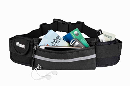 Dimok Running Belt Waist Pack - Water Resistant Runners Belt Fanny Pack for Hiking Fitness – Adjustable Running Pouch for Phones iPhone Android