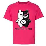8bit Anime Monokuma Kids T-Shirt Soft Comfortable Youth Tee Pink M