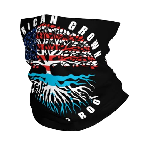 American Grown with Honduran Roots Honduras Flag Neck Gaiter Balaclava Face Mask for Men Women Patriotic Design Seamless Bandana Cover Scarf Headwear Headband Head Wrap White