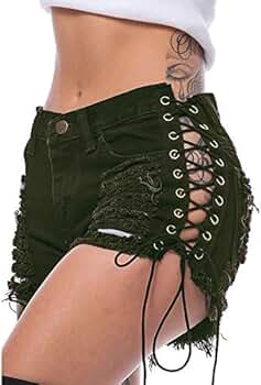 Swbreety Women's High Waist Bandage Pants Casual Destroyed
