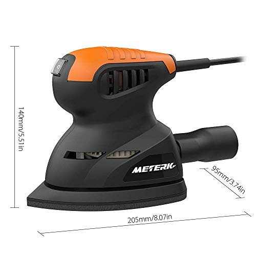 Mouse Detail Sander, Meterk 13500RPM Sander Wall Putty Polishing Machines Sander with 16PCS Sandpapers Dust Collection Port for Tight Spaces Sanding in Home Decoration and DIY Working