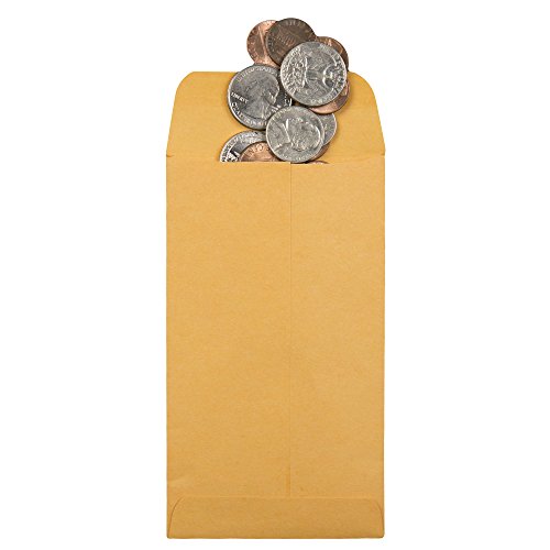 Quality Park #6 Coin Envelopes, 3 3/8 X 6, Gummed, Small Parts, Jewelry & Seed Envelopes For Garden, Office, 28 Lb Brown Kraft, 500 Per Box (Qua50662) #TOP3