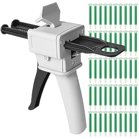 NEWCOMDIGI Dispenser Gun, Epoxy Glue Gun, Impression Mixing Dispensing Gun Applied to AB Plastic Tube (50ML with Mixing Nozzles) Cover