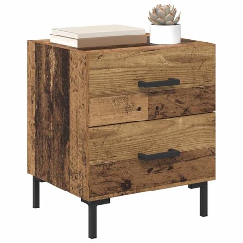 vidaXL Nachttisch Altholz 40 x 35 x 47,5 cm Holzwerkstoff, Rustikale Nachtkonsole, Holzablage, Schlafzimmer Organizer, praktischer Nachttisch für Deko und Zubehör
