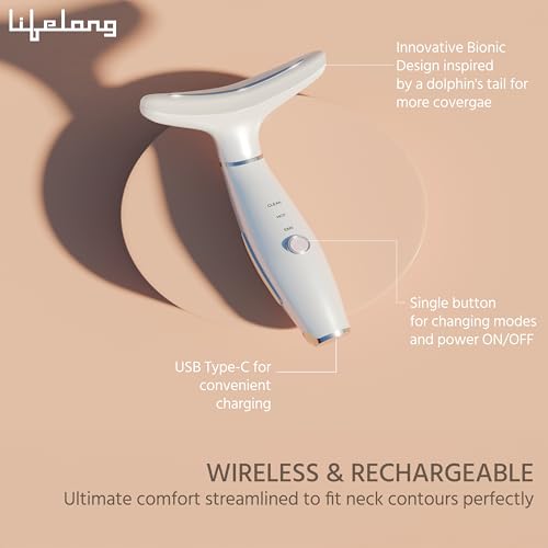 Image of Lifelong 3-in-1 Beauty Massager for Face and Neck, Based on Triple Action LED, Wrinkle Reduction, Neck & Face Lifting Device | Red Light Therapy with Vibration Technology for Skin Care,Improve,Firm,Tightening