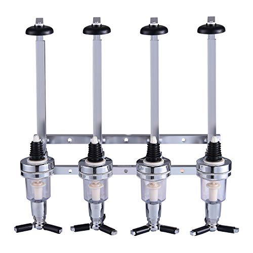 4 Bottle Wall Mounted Liquor Dispenser Bar Butler Bracket Solo Optic Spirit Wine Beer Alcohol Bottle Beverage Stand Revolving Nozzle Drinkware Set - Thumbnail 2