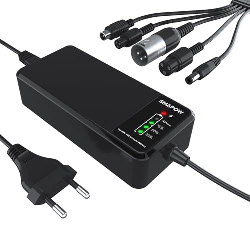 SMAPOW Chargeur Intelligent 42V pour Trottinette Électrique, 2A Max avec 5 Connecteurs - Compatible avec Ninebot, Xiaomi, Wispeed, Nakamura et 99% des...