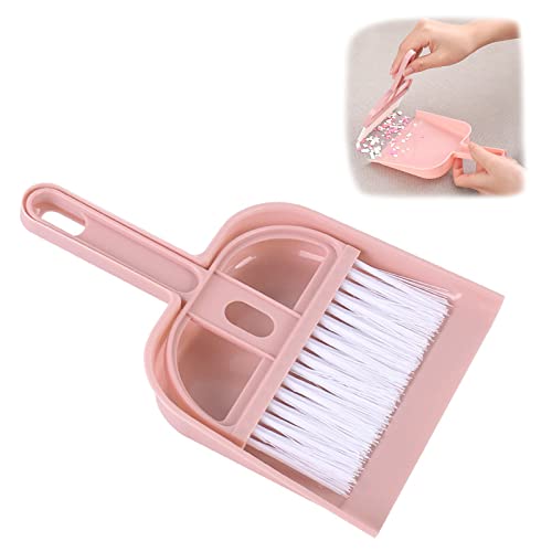ミニほうき ちりとり セット、手ほうきブラシ、プラスチックちりとり、家庭用キッチンキーボード車のクリーニングを備えた多機能クリーニングツール (ピンク)