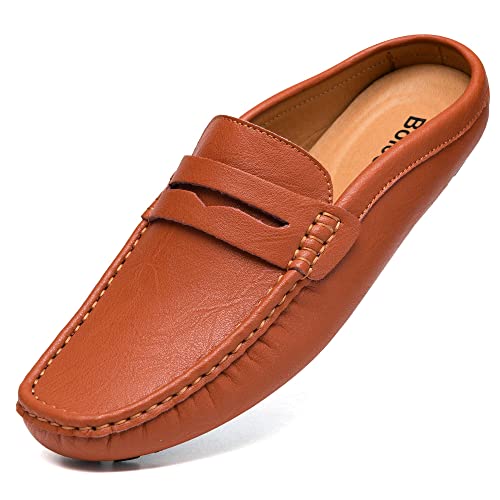 Mens Handmade Leather Mules Clog Slippers Breathable Leather Slip on Shoes Casual Loafers