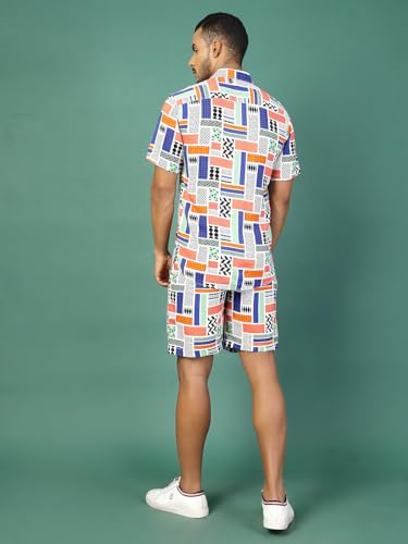 Image of Rigo Printed Co-Ord Set for Men's | Casual Shirt & Shorts Night Suit Set | Lounge-wear Nightdress Pajama Set for Men's | Night Wear, Beach Wear, Vacation Wear Outfit