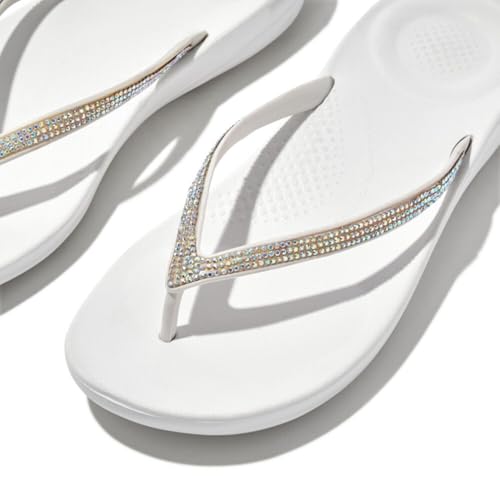 Image of FitFlop Womens iQushion Sparkle Ergonomic Flip Flops for Walking, Lightweight Waterproof Cushioned Thong Sandals for Women with Non Slip Bottom and Arch Support | Lightweight Waterproof Walking Sandals w /Cushioned Comfort & Arch Support