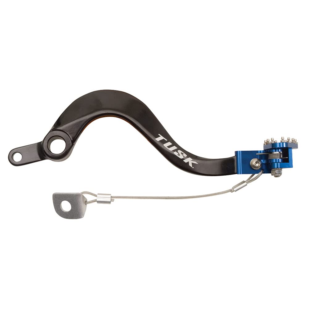 TUSK Aluminum Brake Pedal With Blue CNC Tip For Kawasaki KX85 (2001-2023) | Includes Brake Saver Cable
