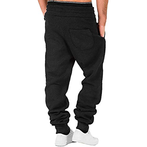 Longtous Calça masculina jogger, macacão masculino com estampa de emenda, casual, bolso esportivo, c