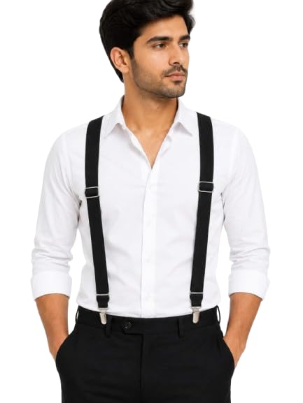 Heavy Duty Elastic Suspenders for Men - Adjustable Y-Back Suspenders with Strong Metal Clips and Leather Crosspatch-picture-10
