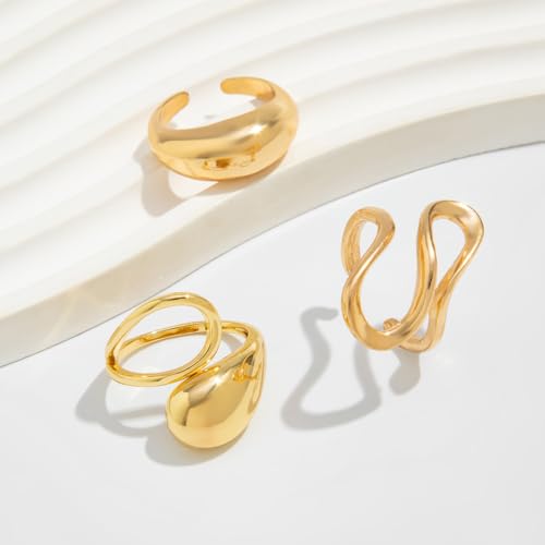 Image of Shining Diva Fashion Stylish Trendy Finger Rings Set for Women & Girls | Chunky Minimal Statement Ring Combos Modern Elegant Jewellery Collection