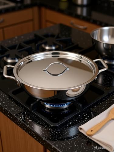 Image of Bhalaria Triply Stainless Steel Kadhai with Lid & Handle 26cm 3.5 Litre |Induction Base Heavy Gauge 3 Layer Body | Deep Fry Pan Wok for Sabzi & Curry|Food Grade Steel |Gas Compatible | Dishwasher Safe