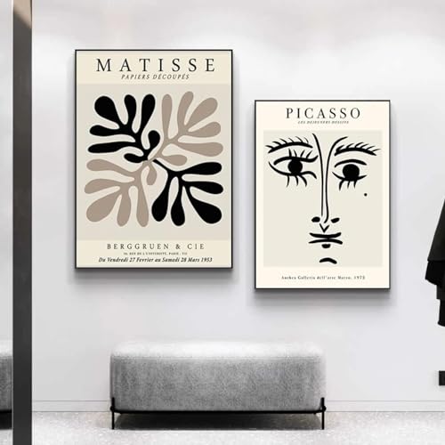 Affiches d'art abstrait Matisse et Picasso en toile 50x70 cm sans cadre pour salon