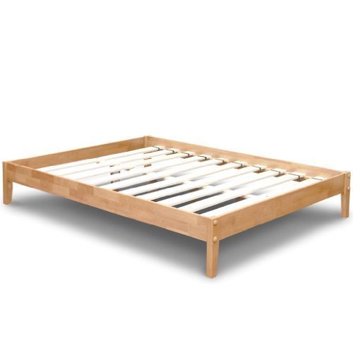 Best Price Mattress Solid Hardwood Platform Bed, Natural, Queen