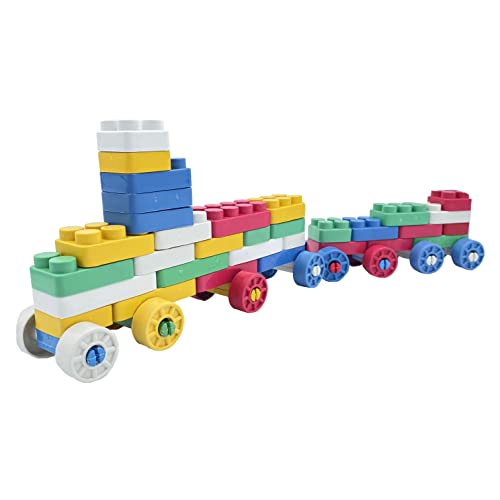 Blocos de Montar Brinquedo Educativo Infantil Balde 98 Peças