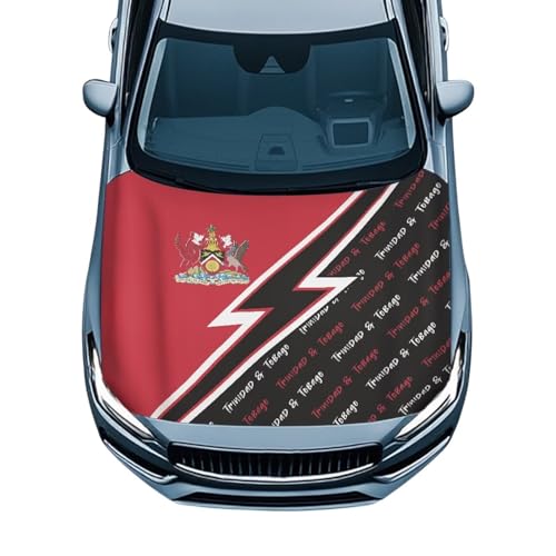 Image of Trinidad and Tobago Car Hood Cover Polyester Elastic Fabrics Washable Suitable for Large SUV and Pickup Trucks 39x59in